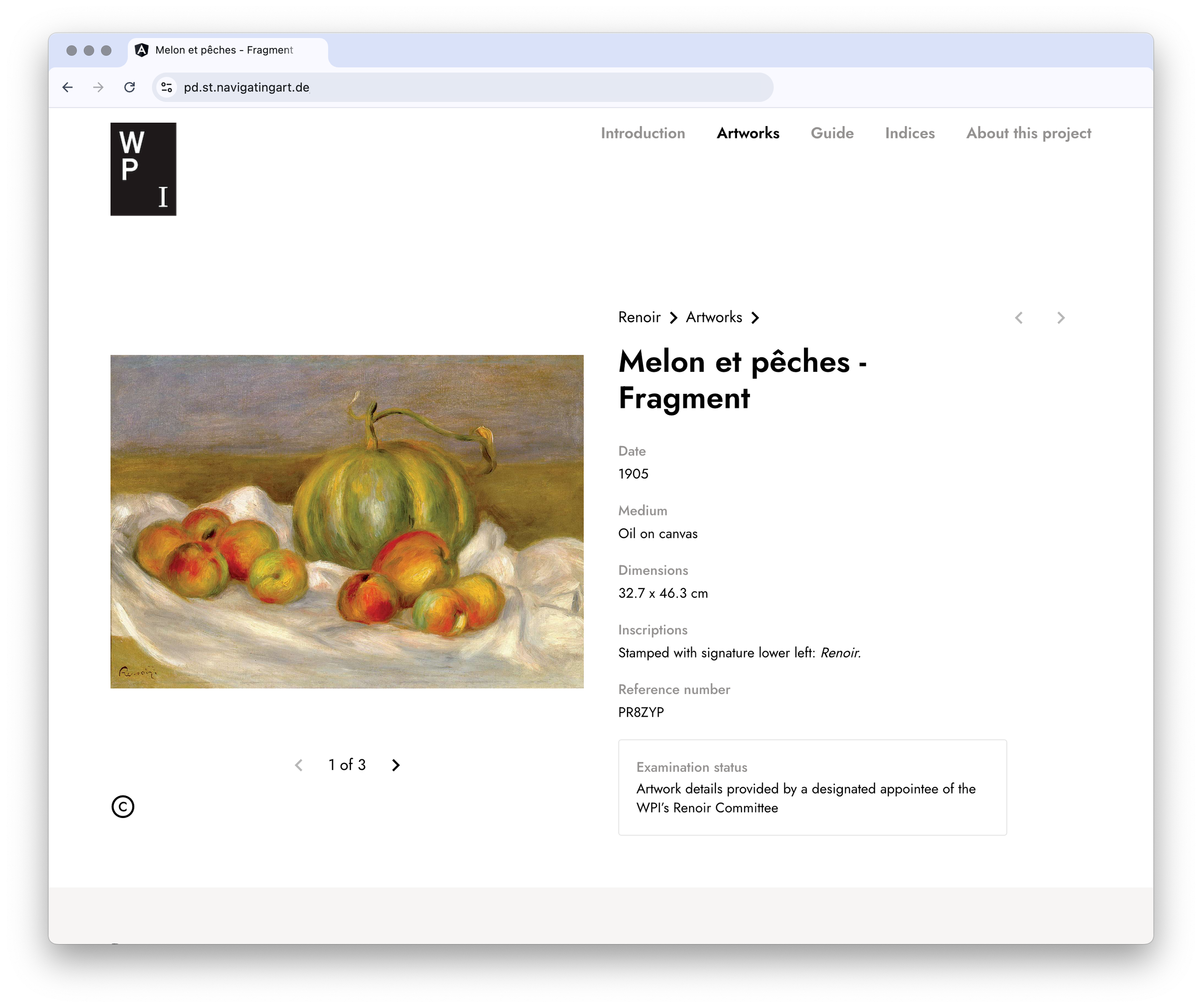 The first publication of the Renoir digital catalogue raisonné